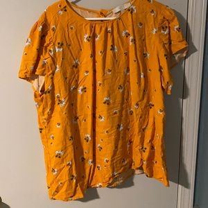 Loft yellow floral blouse with button down back
